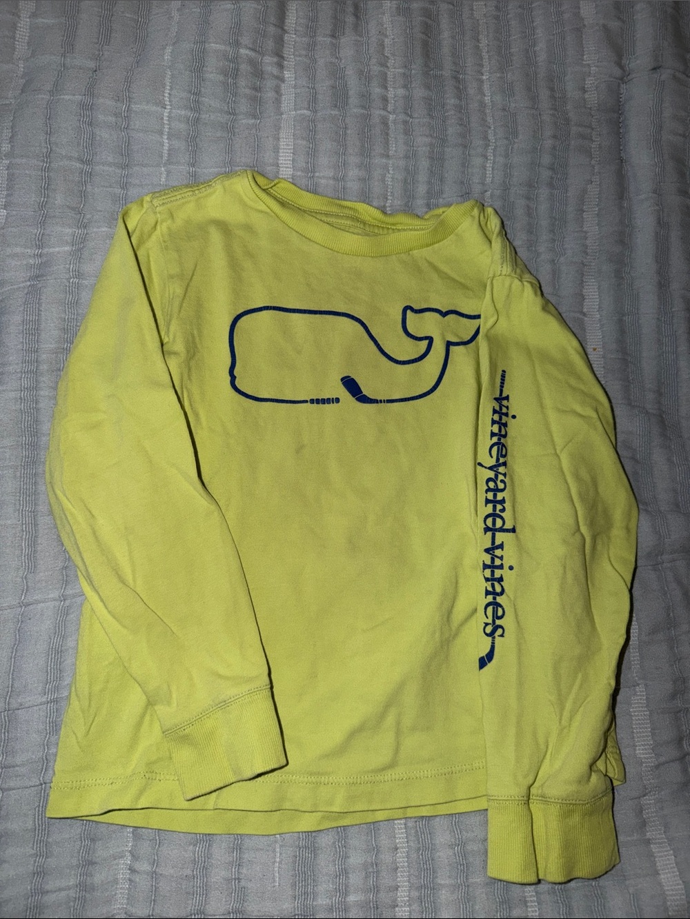 Vineyard Vines Lime Yellow Long-Sleeve Tee with Navy Whale